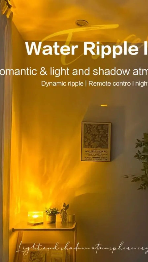 Dynamic Water Ripple Night Light - LED Projector Lamp for Bedroom and Gaming Room Decor
